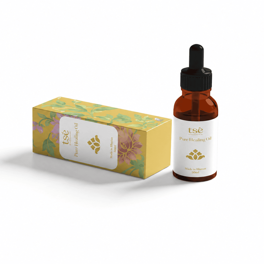 Tsé Pure Healing Oil bottle and floral packaging